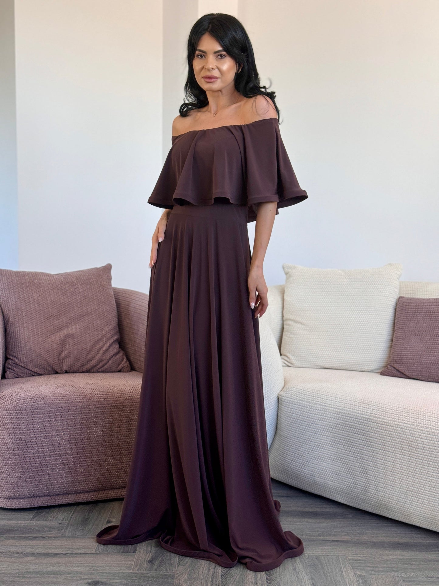 Rochie Lunga ELIZA - CHOCOLATE
