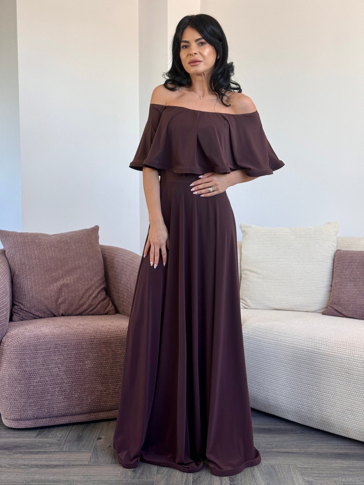 Rochie Lunga ELIZA - CHOCOLATE