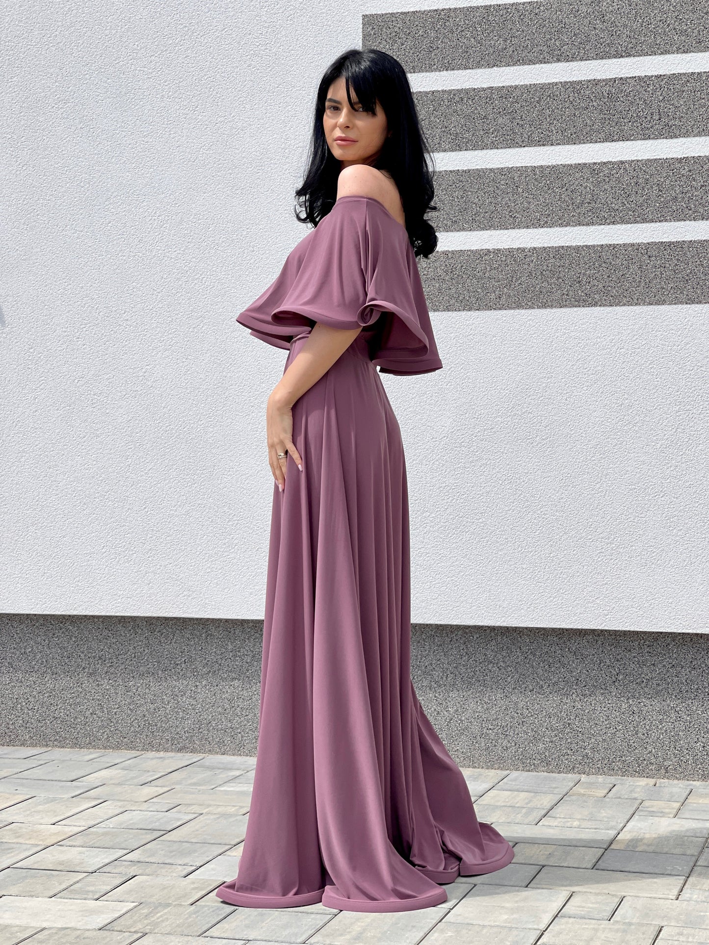 Rochie Lunga ELIZA  - ROZ PLAMANIU