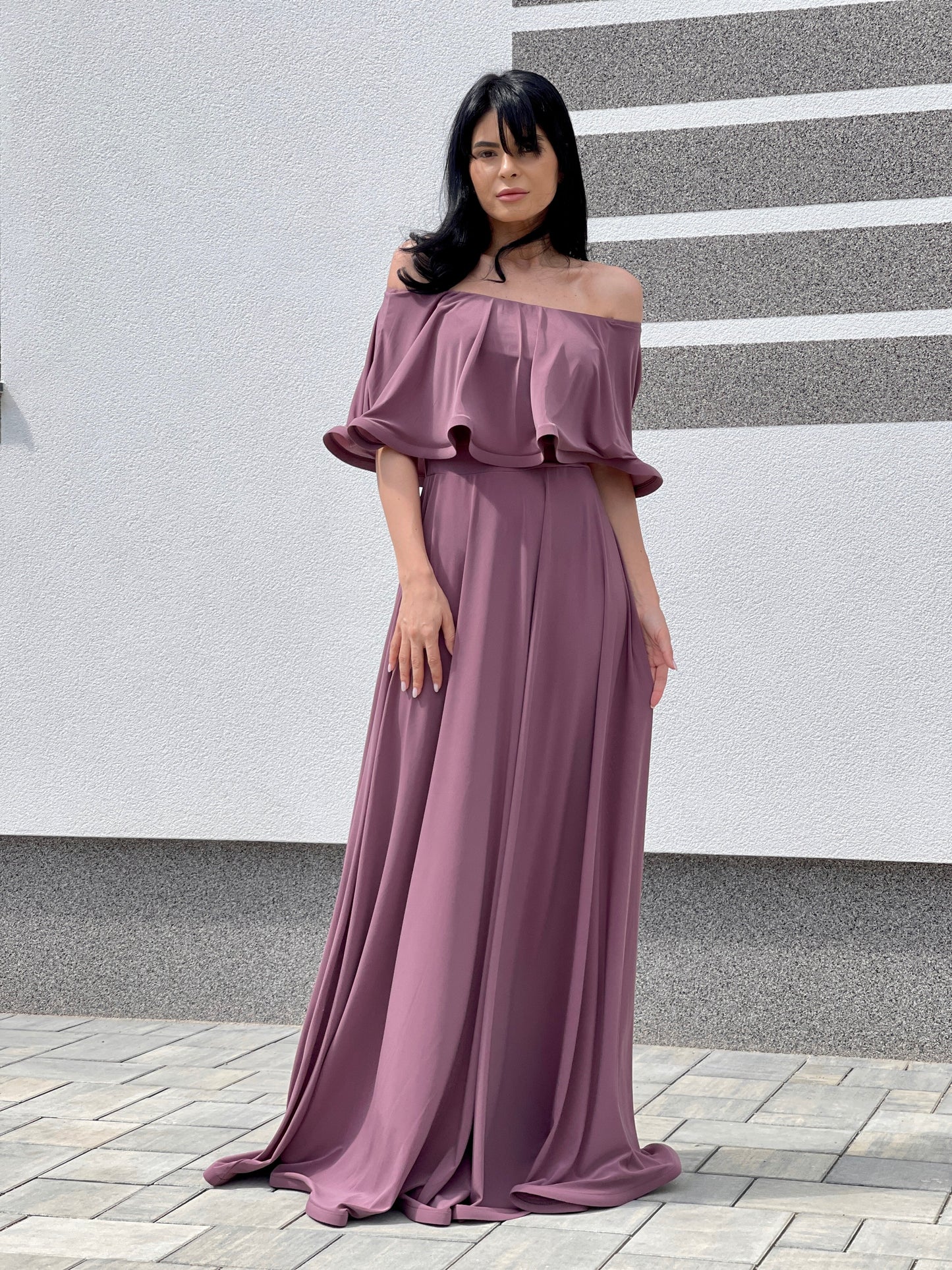 Rochie Lunga ELIZA  - ROZ PLAMANIU